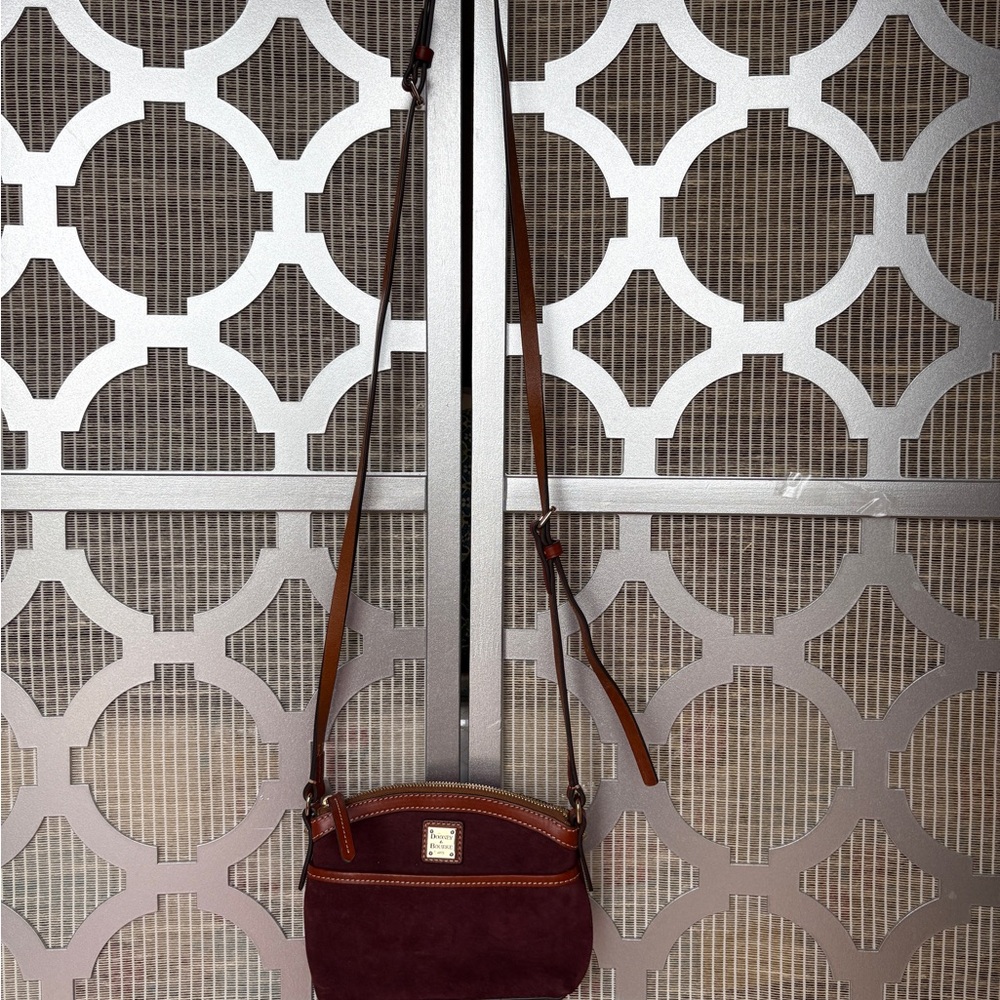 Dooney & Bourke Burgundy and Brown Crossbody Bag In Great Condition!